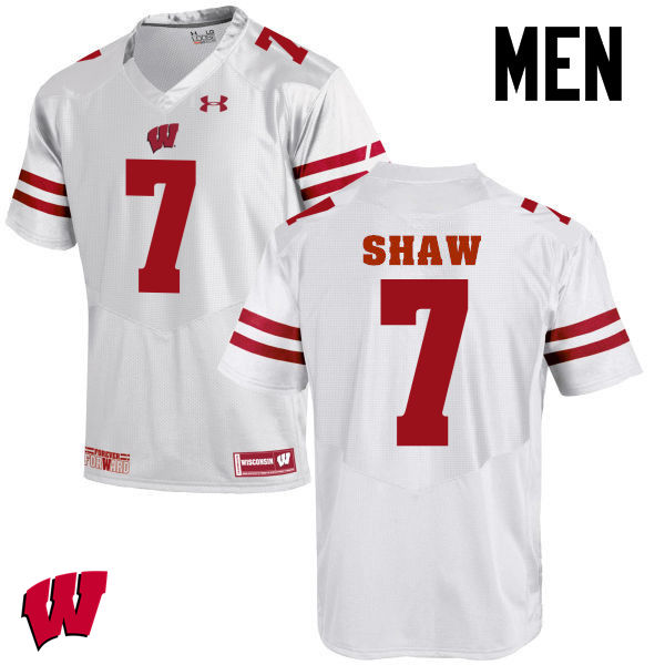 Men Wisconsin Badgers #7 Bradrick Shaw College Football Jerseys-White - Click Image to Close